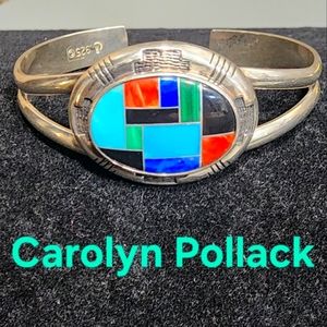 Carolyn Pollack Relios Sterling silver Multi Stone Inlaid cuff bracelet …